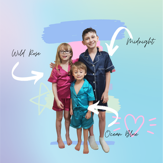 JUNIOR PERSONALISED SATIN PYJAMAS - SHORT SLEEVE WILD ROSE