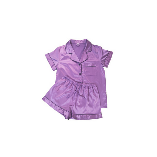 JUNIOR SATIN PYJAMAS - SHORT SLEEVE LAVENDER