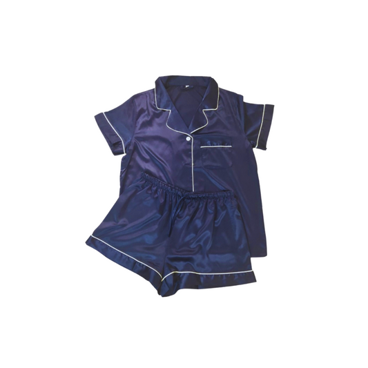 JUNIOR SATIN PYJAMAS - SHORT SLEEVE MIDNIGHT